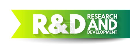 Illustration for R and D - Research and Development is activities that companies undertake to innovate and introduce new products and services, acronym text concept background - Royalty Free Image