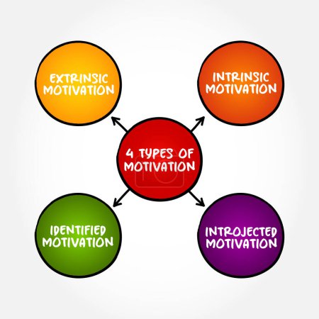 Illustration for 4 types of Motivation mind map concept for presentations and reports - Royalty Free Image
