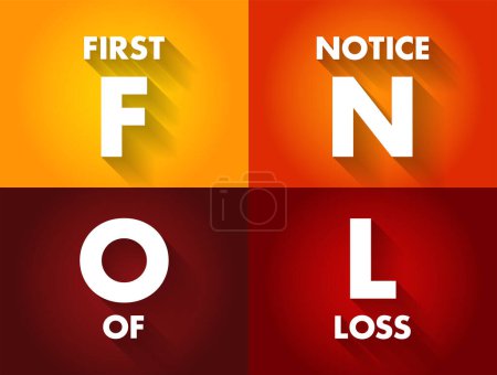 Téléchargez les illustrations : Premier avis de perte de la FNOL - le rapport initial présenté à un assureur à la suite d'une perte ou d'un dommage d'un actif assuré. - en licence libre de droit
