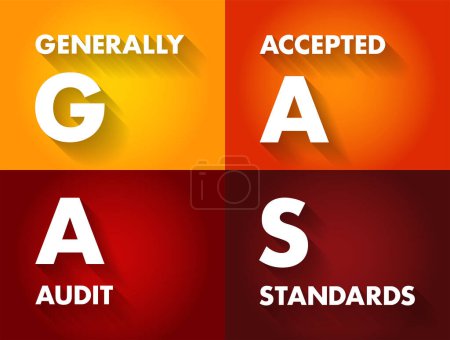 Ilustración de GAAS Generally Accepted Audit Standards - set of systematic guidelines used by auditors when conducting audits on companies' financial records, acronym text concept background - Imagen libre de derechos