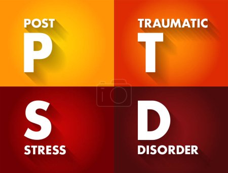 Illustration for PTSD Posttraumatic Stress Disorder - psychiatric disorder that may occur in people who have experienced or witnessed a traumatic event , acronym text concept background - Royalty Free Image