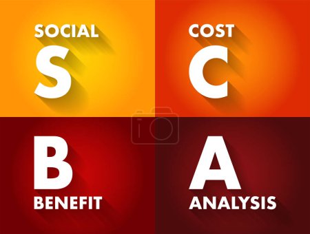 Téléchargez les illustrations : SCBA Social Cost Benefit Analysis - technique utilisée pour déterminer la valeur de l'argent, en particulier les investissements publics, le concept de texte d'acronyme contexte - en licence libre de droit