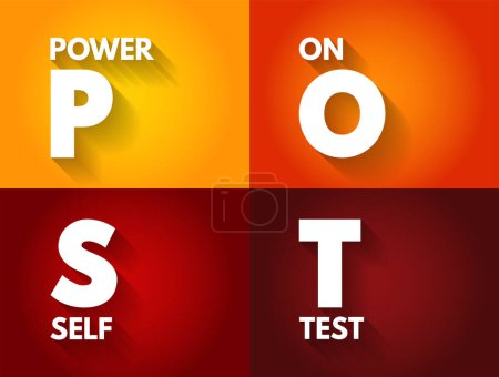 Ilustración de POST - Acrónimo de Power On Self Test, fondo de concepto de tecnología - Imagen libre de derechos