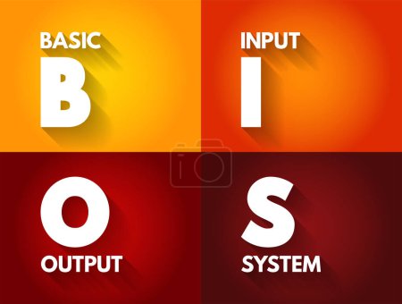 Illustration for BIOS - Basic Input Output System is firmware used to provide runtime services for operating systems and programs, acronym concept background - Royalty Free Image