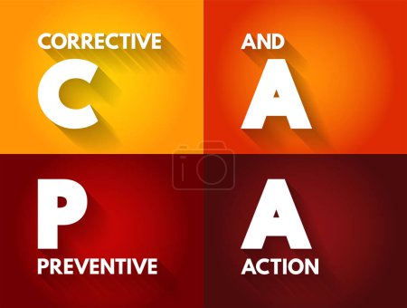 Illustration for CAPA - Corrective And Preventive Action consists of improvements to an organization's processes taken to eliminate causes of non-conformities or other undesirable situations, acronym concept - Royalty Free Image