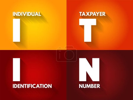 Illustration for ITIN - Individual Taxpayer Identification Number is a United States tax processing number issued by the Internal Revenue Service, acronym text concept background - Royalty Free Image