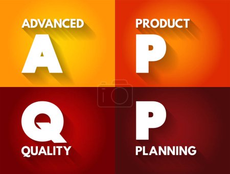 Téléchargez les illustrations : APQP Advanced Product Quality Planning processus structuré visant à assurer la satisfaction des clients avec de nouveaux produits ou processus, concept d'acronyme pour les présentations et les rapports - en licence libre de droit