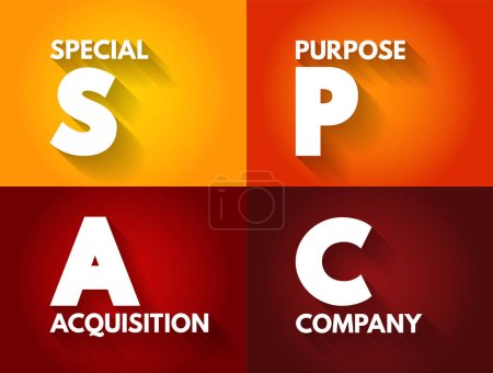 Téléchargez les illustrations : SPAC Special Purpose Acquisition Company - société écran cotée en bourse dans le but d'acquérir une société privée, concept d'acronyme pour les présentations et les rapports - en licence libre de droit