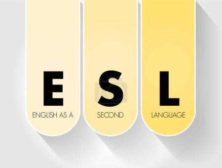 Téléchargez les illustrations : ESL - acronyme anglais langue seconde, concept de texte pour les présentations et les rapports - en licence libre de droit