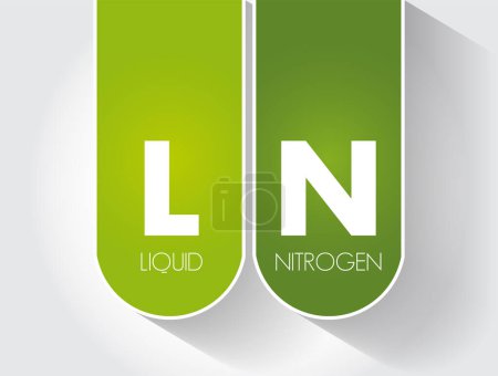 Illustration for LN - Liquid Nitrogen acronym is nitrogen in a liquid state at low temperature - Royalty Free Image