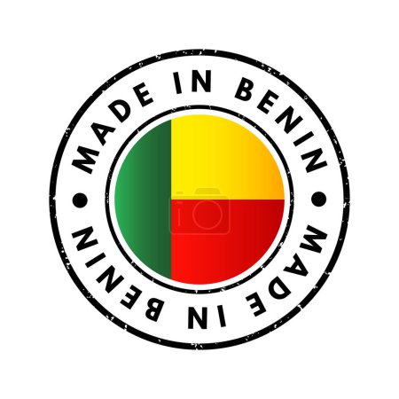Ilustración de Made in Benin text emblem badge, concept background - Imagen libre de derechos