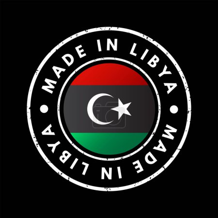 Illustration pour Insigne d'emblème de texte Made in Libya, fond de concept - image libre de droit