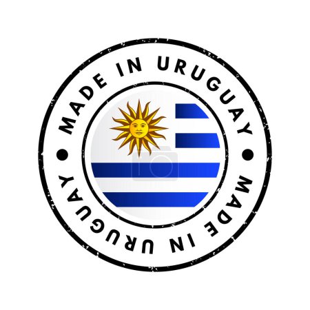Téléchargez les illustrations : Made in Uruguay text emblem stamp, concept background - en licence libre de droit