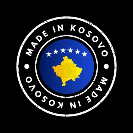 Téléchargez les illustrations : Made in Kosovo text emblem badge, concept background - en licence libre de droit