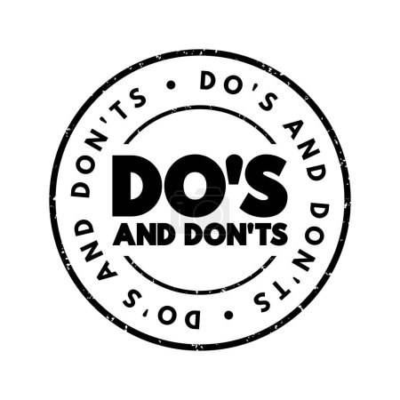 Ilustración de Do's And Don'ts text stamp, concept background - Imagen libre de derechos