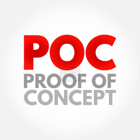 Illustration for POC Proof Of Concept  - realization of a certain method or idea in order to demonstrate its feasibility, acronym text concept background - Royalty Free Image