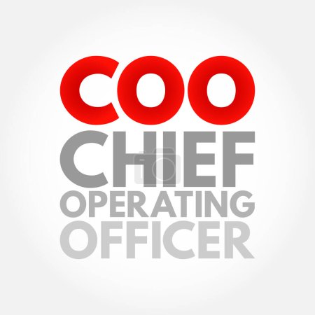 Ilustración de Jefe de Operaciones COO - uno de los puestos ejecutivos de más alto rango en una organización, fondo de concepto de texto acrónimo - Imagen libre de derechos