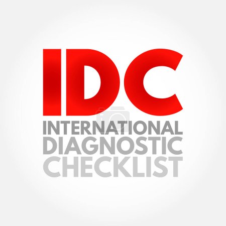 Téléchargez les illustrations : IDC - Liste de contrôle diagnostique internationale acronyme, contexte du concept d'entreprise - en licence libre de droit