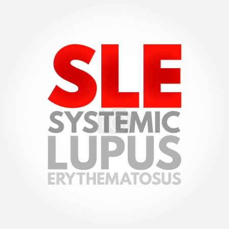 Ilustración de LES Lupus eritematoso sistémico: trastorno autoinmune caracterizado por anticuerpos frente a antígenos nucleares y citoplasmáticos, acrónimo de fondo conceptual - Imagen libre de derechos