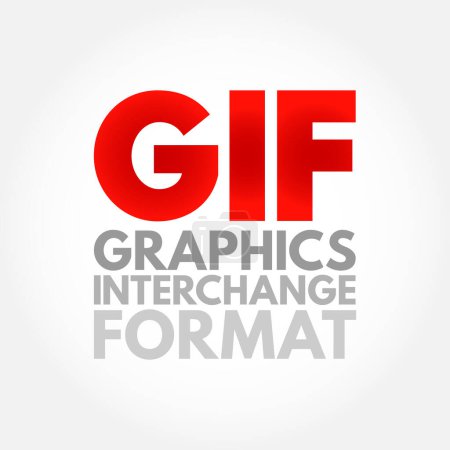 Ilustración de GIF Graphics Interchange Format - tipo de formato de imagen de mapa de bits, fondo de concepto de texto acrónimo - Imagen libre de derechos