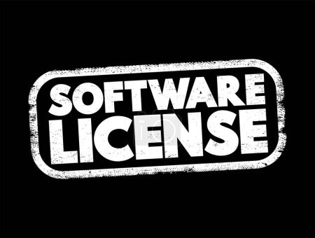 Ilustración de Licencia de software - instrumento legal que rige el uso o redistribución de software, concepto de sello de texto para presentaciones e informes - Imagen libre de derechos