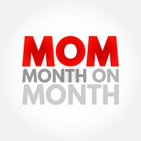 Illustration for MOM Month On Month - comparing data from one month to the previous month, acronym text concept background - Royalty Free Image