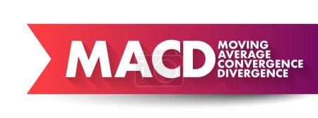Ilustración de MACD Media móvil divergencia de convergencia - indicador de comercio utilizado en el análisis técnico de los precios de las acciones, fondo de concepto de texto acrónimo - Imagen libre de derechos