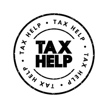 Illustration for Tax Help text stamp, concept background - Royalty Free Image