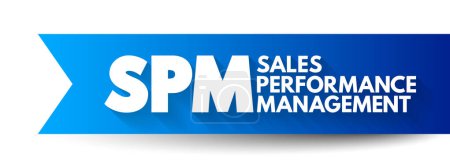 Ilustración de SPM - Sales Performance Management es un conjunto de funciones operativas y analíticas que automatizan y unen los procesos de ventas operacionales de back-office, el fondo del concepto de acrónimo - Imagen libre de derechos