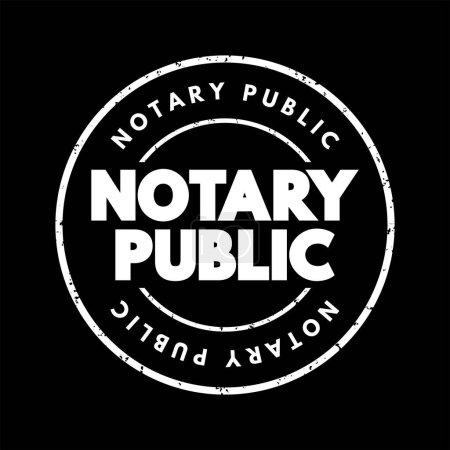 Ilustración de Notario público - funcionario público constituido por ley para servir al público en asuntos no contenciosos, sello de concepto de texto - Imagen libre de derechos