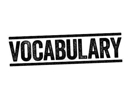 Téléchargez les illustrations : Vocabulaire - le corps des mots utilisés dans une langue particulière, arrière-plan du concept de timbre-texte - en licence libre de droit