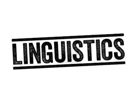 Ilustración de La lingüística es el estudio científico del lenguaje humano, el fondo del concepto de sello de texto - Imagen libre de derechos