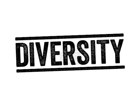 Ilustración de Diversidad: la práctica de incluir o involucrar a personas de diferentes orígenes sociales y étnicos y de diferentes géneros, orientaciones sexuales, antecedentes del concepto de sello de texto - Imagen libre de derechos