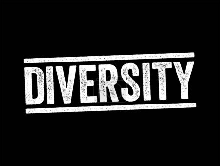 Illustration for Diversity - the practice of including or involving people from a range of different social and ethnic backgrounds and of different genders, sexual orientations, text stamp concept background - Royalty Free Image