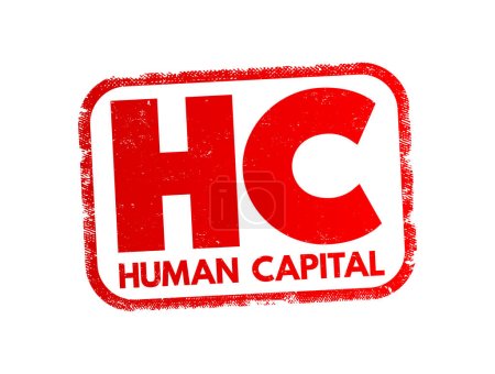 Illustration for HC Human Capital - economic value of a worker's experience and skills, acronym text concept stamp - Royalty Free Image