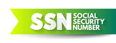 Ilustración de SSN - Número de Seguro Social acrónimo, fondo conceptual - Imagen libre de derechos