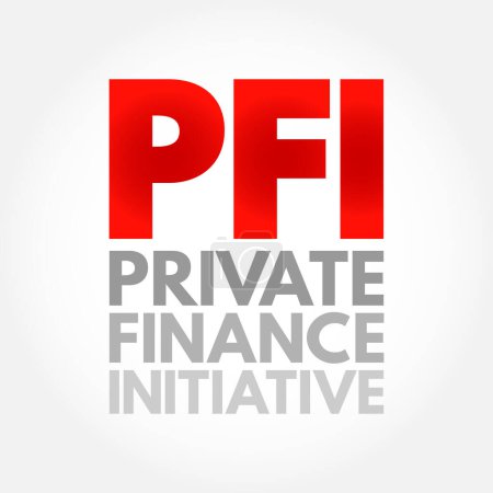 Téléchargez les illustrations : Initiative de financement privé des IFP - méthode d'approvisionnement dans le cadre de laquelle le secteur privé finance, construit et exploite une infrastructure, un acronyme, un concept textuel Contexte - en licence libre de droit
