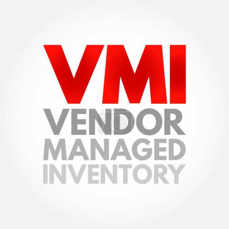 Illustration for VMI Vendor Managed Inventory - supply chain agreement where the manufacturer takes control of the inventory management decisions for the seller, acronym text concept background - Royalty Free Image
