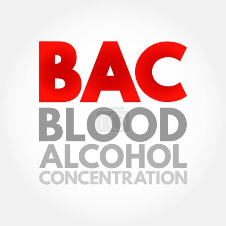 Ilustración de Concentración de alcohol en sangre BAC - medida del alcohol en la sangre como porcentaje, acrónimo de fondo de concepto de texto - Imagen libre de derechos