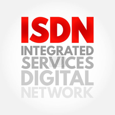 Illustration for ISDN Integrated Services Digital Network - set of communication standards for simultaneous digital transmission of data over the digitalised circuits of telephone network, acronym text concept - Royalty Free Image