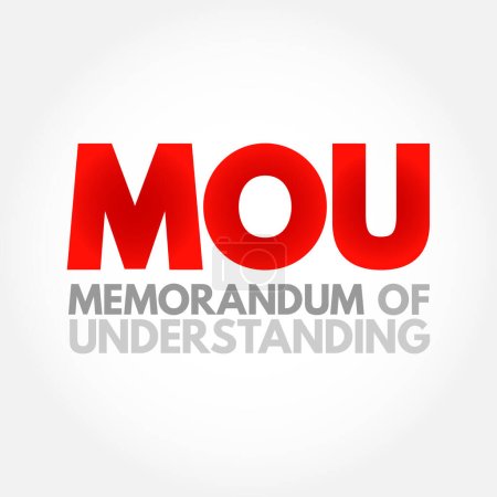 Illustration for MOU Memorandum Of Understanding - type of agreement between two or more parties, acronym text concept background - Royalty Free Image