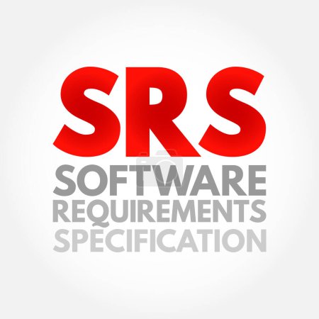 Illustration for SRS - Software Requirements Specification is a description of a software system to be developed, acronym text concept background - Royalty Free Image