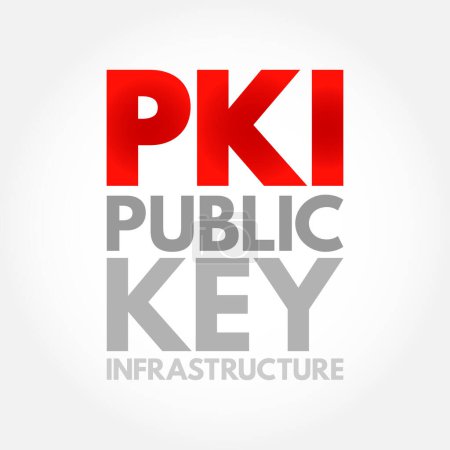 Illustration for PKI - Public Key Infrastructure is a set of roles, policies, hardware, software and procedures needed for digital certificates and manage public-key encryption, acronym concept background - Royalty Free Image