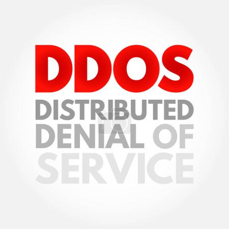 Illustration for DDoS - Distributed Denial of Service attack occurs when multiple machines are operating together to attack one target, acronym internet concept background - Royalty Free Image