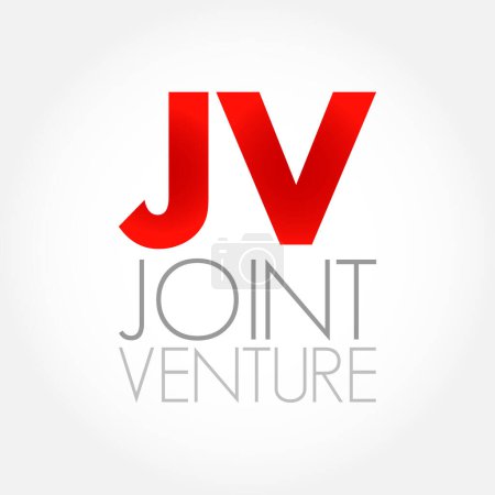 Illustration for JV Joint Venture - business entity created by two or more parties, generally characterized by shared ownership and risks, acronym text concept background - Royalty Free Image