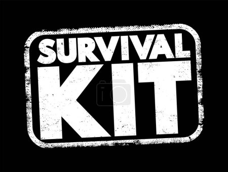 Illustration for Survival Kit - package of basic tools and supplies prepared as an aid to survival in an emergency, text concept stamp - Royalty Free Image