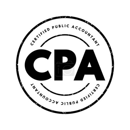 Ilustración de Contador Público Certificado CPA - designación proporcionada a los profesionales de la contabilidad con licencia, sello de texto acrónimo - Imagen libre de derechos