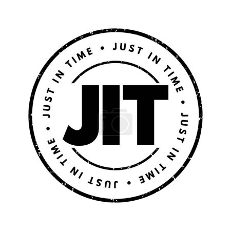 Illustration for JIT Just in time - inventory management method in which goods are received from suppliers only as they are needed, acronym text stamp - Royalty Free Image