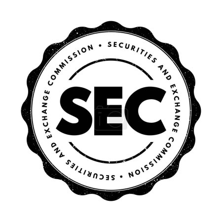 Ilustración de SEC - Sello de texto de acrónimo de Securities and Exchange Commission, fondo de concepto empresarial - Imagen libre de derechos