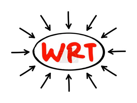 Illustration for WRT - With Respect To acronym text with arrows, concept background - Royalty Free Image